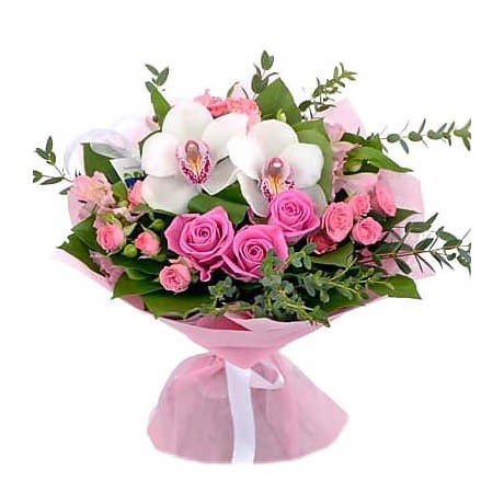 Wedding bouquet double of roses and orchids blue and white  - photo 1